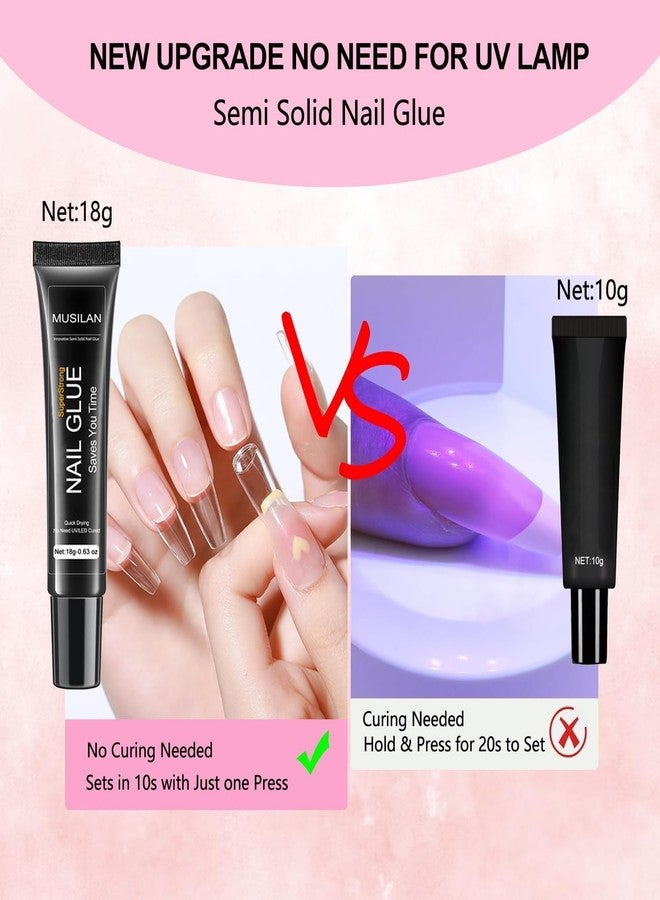 MUSILAN 18g Semi Solid Super Strong Nail Glue for Press On Nails - No UV Lamp Needed Quick Drying & Long-Lasting Professional Solid Nail Glue Gel for Fake False Acrylic Nails Tip at Home DIY Manicure - Image 5